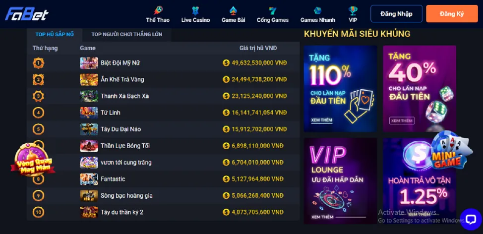 Các loại game slot phổ biến tại vipwin08